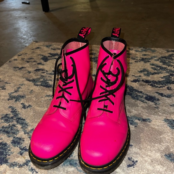 Dr. Martens Hot Pink Combat Boots - Picture 1 of 4